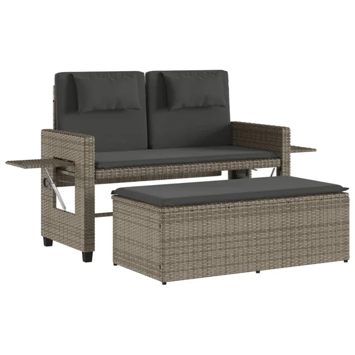 vidaXL Sillón reclinable de jardín con cojines ratán sintético gris (28)