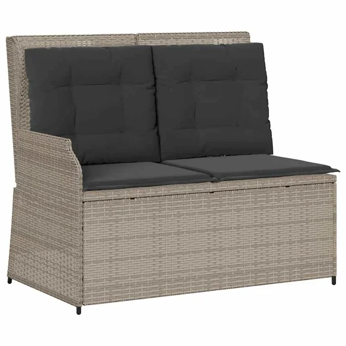 vidaXL Sillón reclinable de jardín con cojines ratán sintético gris (7)