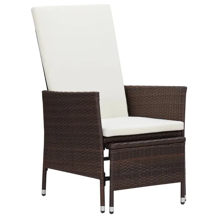 vidaXL Sillón reclinable de jardín con cojines ratán sintético marrón (11)