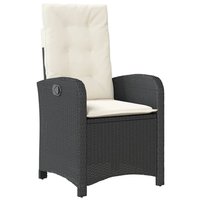 vidaXL Sillón reclinable de jardín con cojines ratán sintético negro (13)