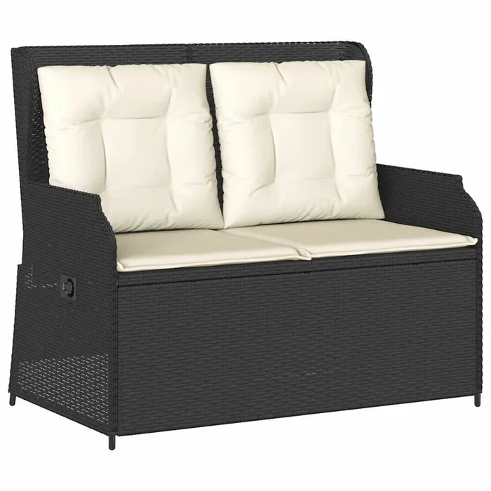 vidaXL Sillón reclinable de jardín con cojines ratán sintético negro (26)