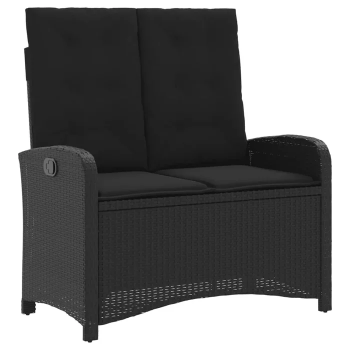 vidaXL Sillón reclinable de jardín con cojines ratán sintético negro (3)