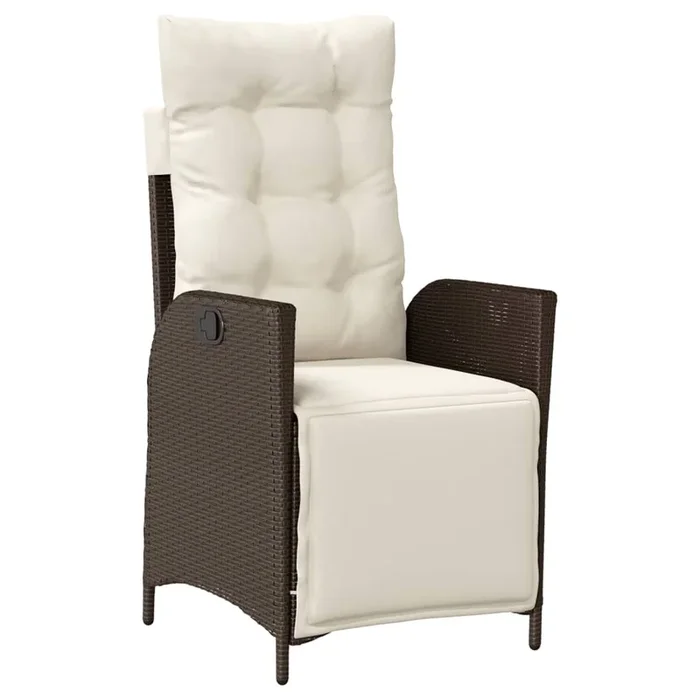 vidaXL Sillón reclinable de jardín con reposapiés ratán PE marrón (2)