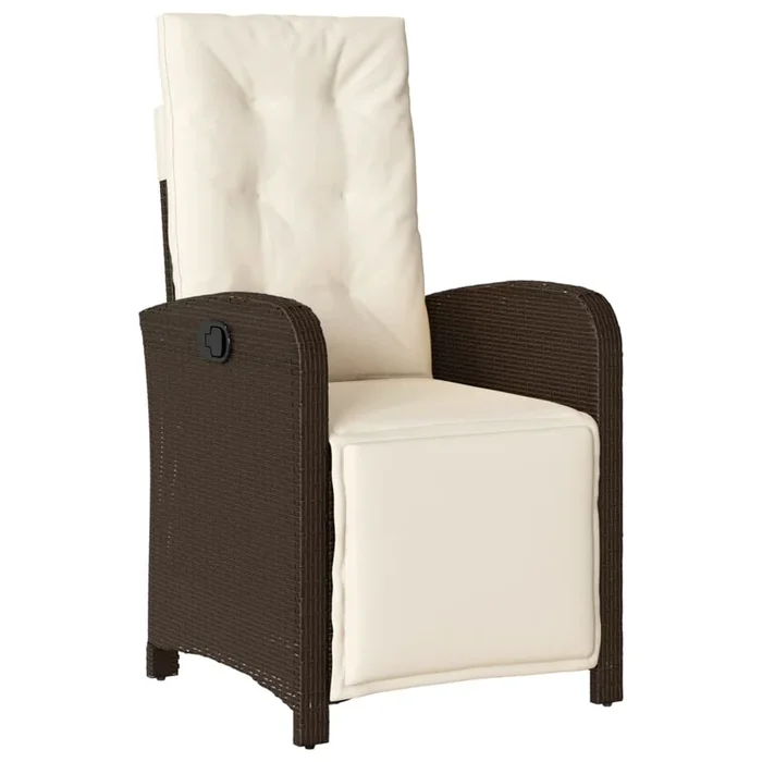 vidaXL Sillón reclinable de jardín con reposapiés ratán PE marrón (3)