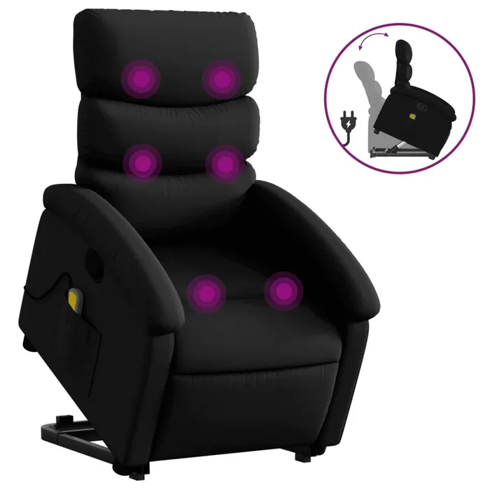vidaXL Sillón reclinable de masaje de pie cuero artificial negro (2)