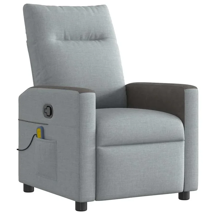 vidaXL Sillón reclinable de masaje de tela gris claro (15)