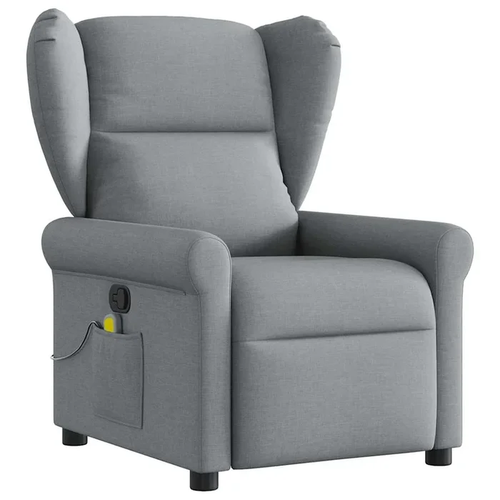 vidaXL Sillón reclinable de masaje de tela gris claro (22)