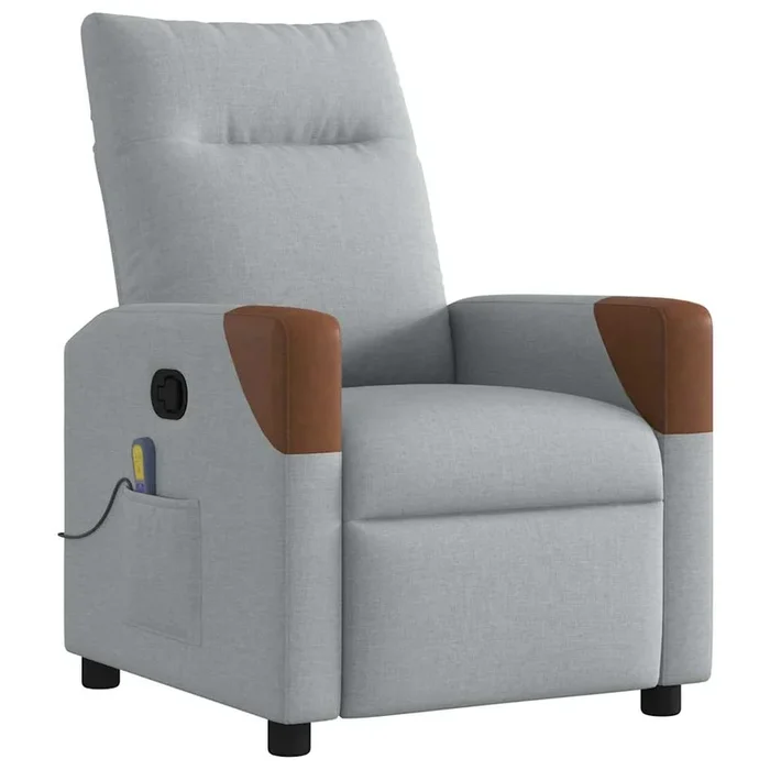 vidaXL Sillón reclinable de masaje de tela gris claro (4)