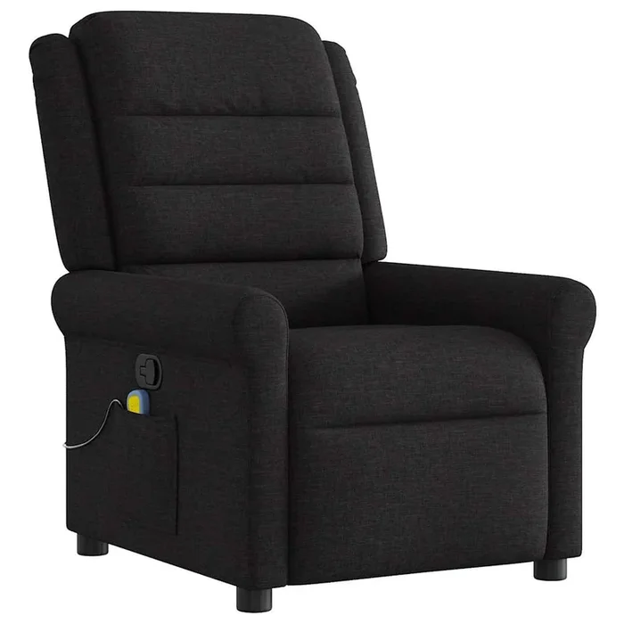 vidaXL Sillón reclinable de masaje de tela negro (2)