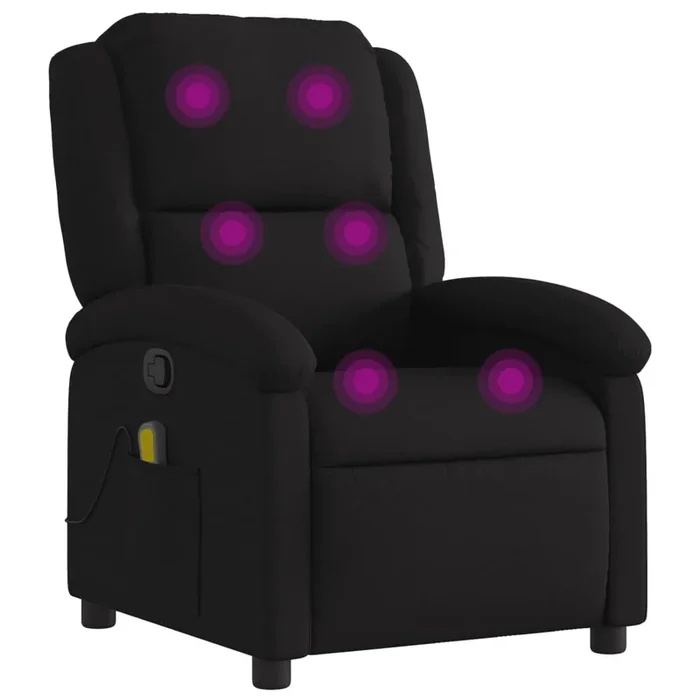 vidaXL Sillón reclinable de masaje de tela negro (20)