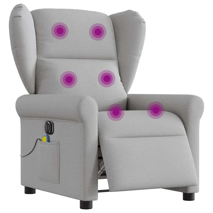 vidaXL Sillón reclinable de masaje eléctrico tela gris nube (8)