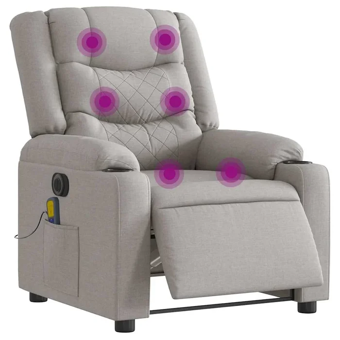 vidaXL Sillón reclinable de masaje eléctrico tela gris nube
