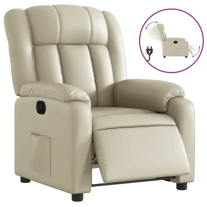 vidaXL Sillón reclinable eléctrico de cuero sintético crema (2)