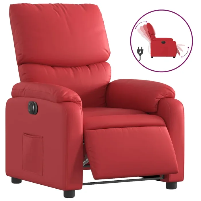 vidaXL Sillón reclinable eléctrico de cuero sintético rojo (8)