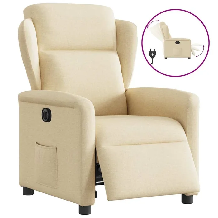 vidaXL Sillón reclinable eléctrico de tela crema (11)