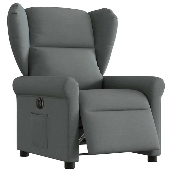 vidaXL Sillón reclinable eléctrico de tela gris oscuro (27)