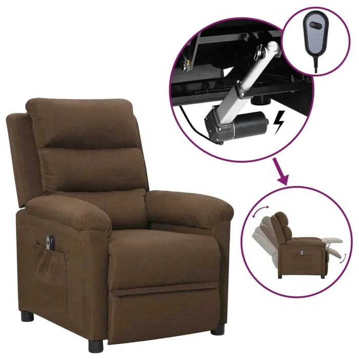 vidaXL Sillón reclinable eléctrico de tela marrón (22)