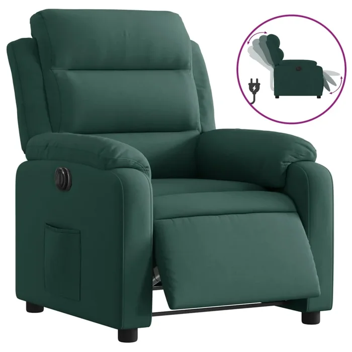 vidaXL Sillón reclinable eléctrico de terciopelo verde oscuro (2)