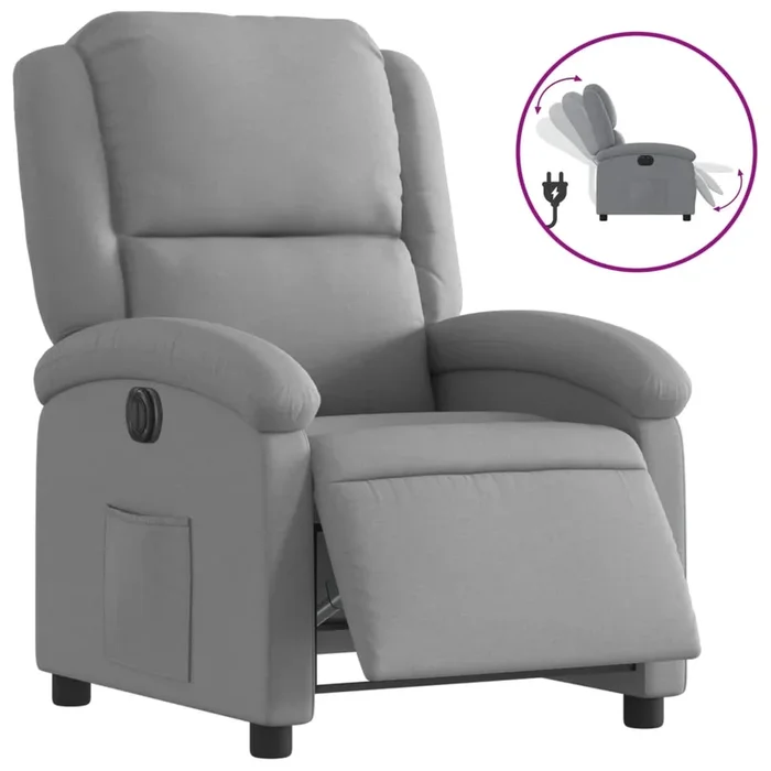 vidaXL Sillón reclinable eléctrico tela gris claro (10)
