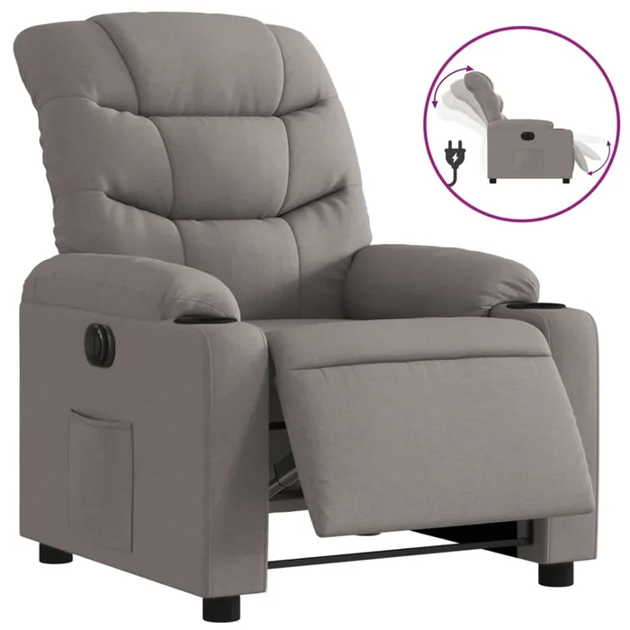 vidaXL Sillón reclinable eléctrico tela gris taupé (28)