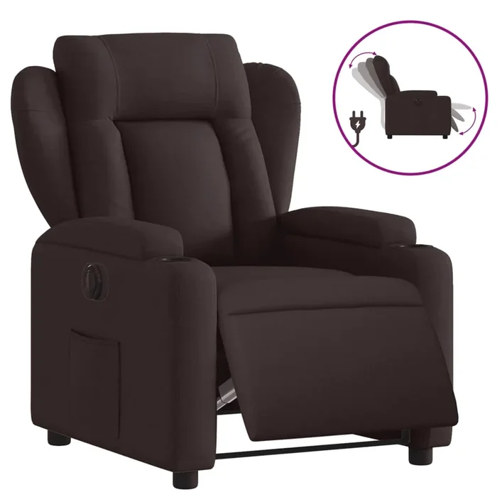 vidaXL Sillón reclinable eléctrico tela marrón oscuro (13)