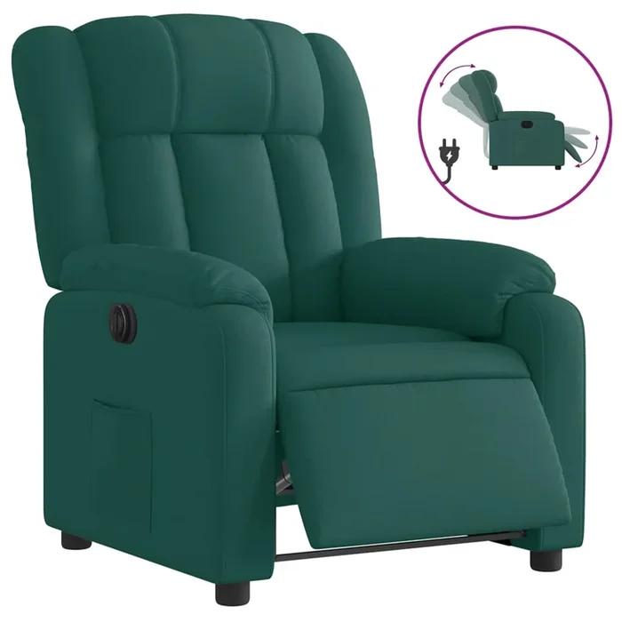 vidaXL Sillón reclinable eléctrico tela verde oscuro (11)