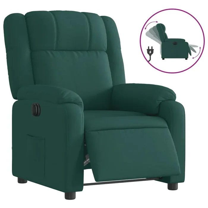 vidaXL Sillón reclinable eléctrico tela verde oscuro (12)