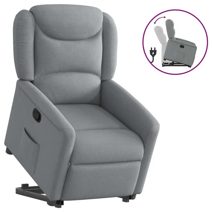 vidaXL Sillón reclinable elevable de tela gris claro (15)