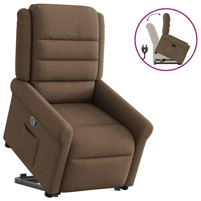 vidaXL Sillón reclinable elevable de tela marrón (13)