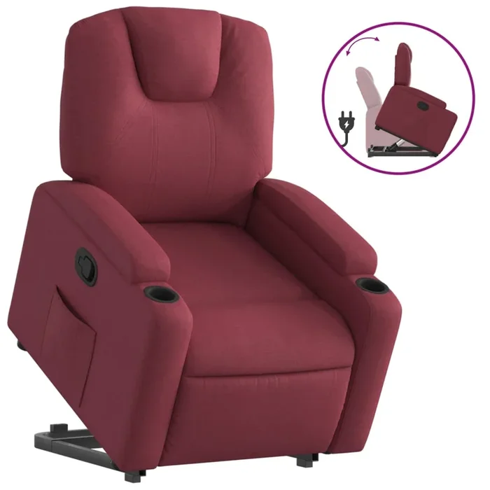 vidaXL Sillón reclinable elevable tela rojo tinto (19)