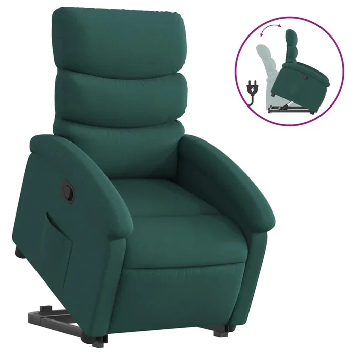 vidaXL Sillón reclinable elevable tela verde oscuro (10)