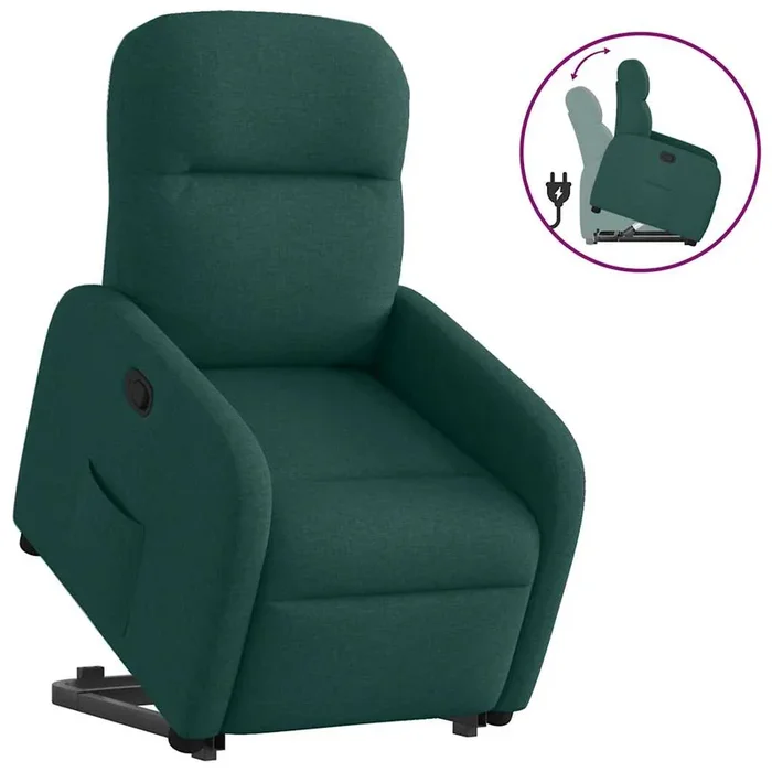 vidaXL Sillón reclinable elevable tela verde oscuro (15)