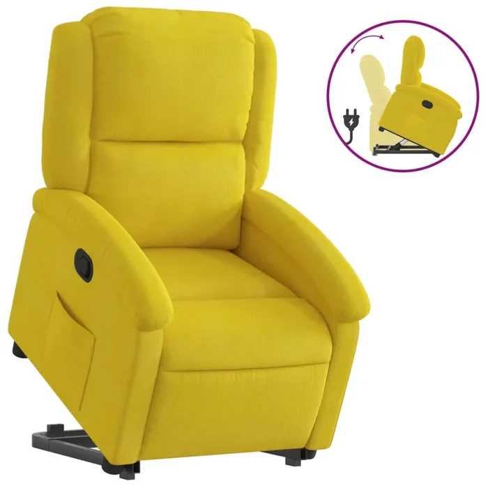 vidaXL Sillón reclinable elevable terciopelo amarillo (2)