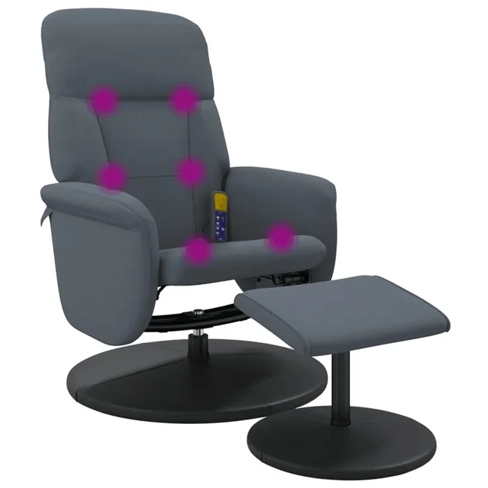 vidaXL Sillón reclinable masaje con reposapiés terciopelo gris oscuro