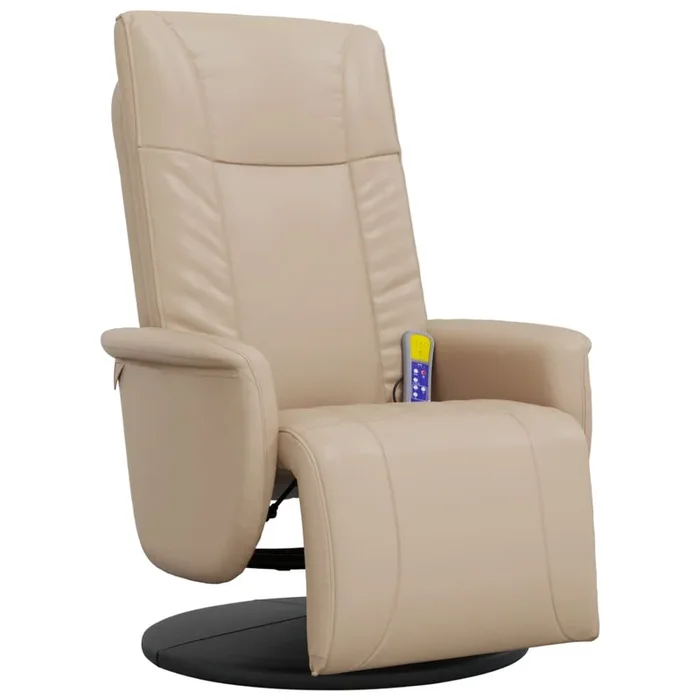 vidaXL Sillón reclinable masaje reposapiés cuero sintético capuchino (2)