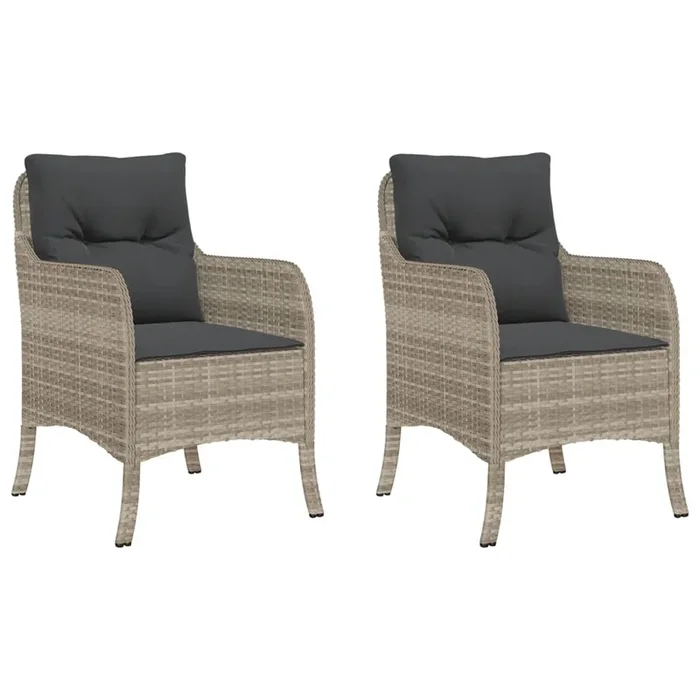 vidaXL Sillones de jardín con cojines 2 uds ratán sintético gris (6)