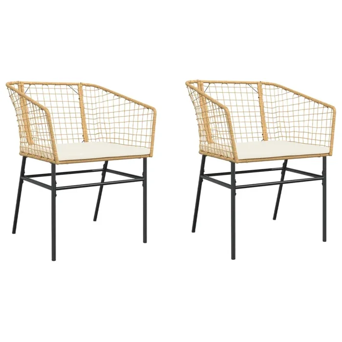 vidaXL Sillones de jardín con cojines 2 uds ratán sintético marrón (2)
