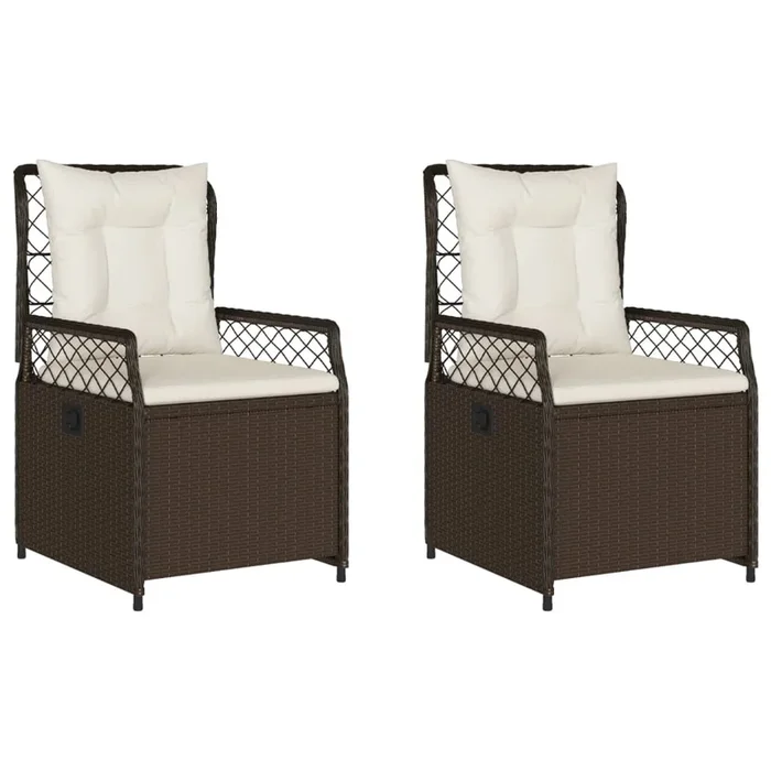 vidaXL Sillones reclinables de jardín 2 uds ratán sintético marrón
