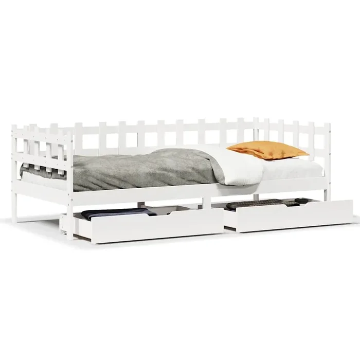 vidaXL Sofá cama con cajones madera maciza de pino blanca 90×190 cm (6)