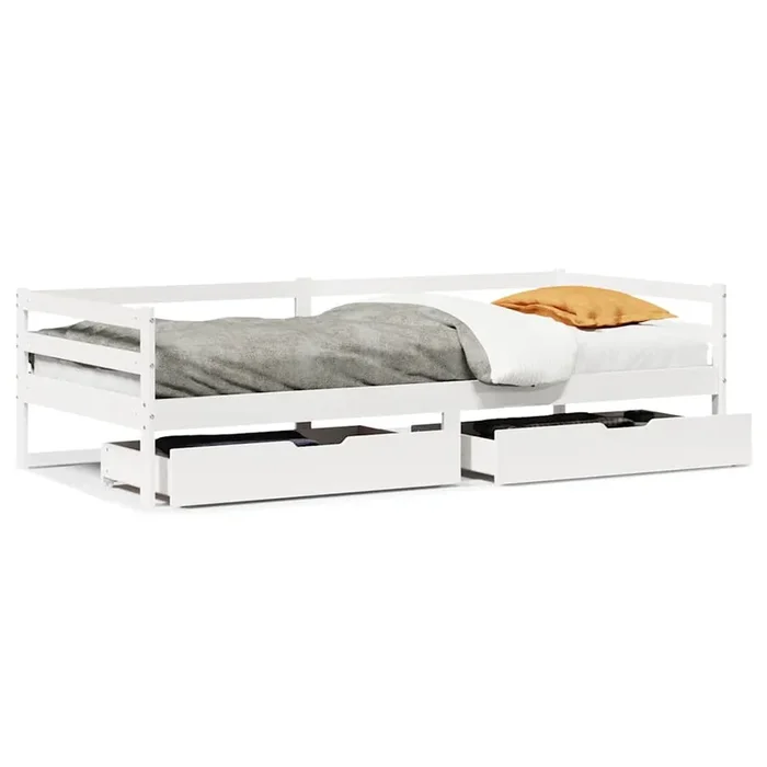 vidaXL Sofá cama con cajones madera maciza de pino blanco 90×200 cm (4)