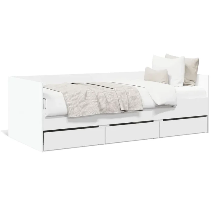 vidaXL Sofá cama con cajones sin colchón blanco 90×190 cm (2)