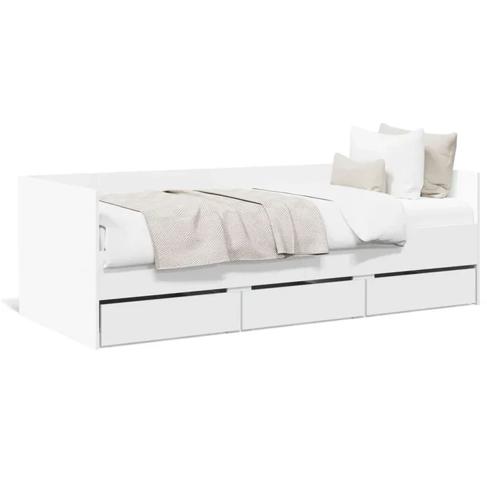 vidaXL Sofá cama con cajones sin colchón blanco 90×200 cm (3)