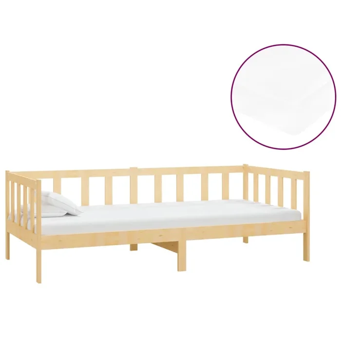 vidaXL Sofá cama con colchón madera de pino maciza 90×200 cm (10)