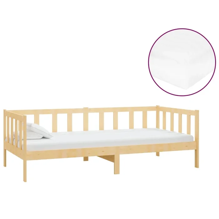 vidaXL Sofá cama con colchón madera de pino maciza 90×200 cm (9)