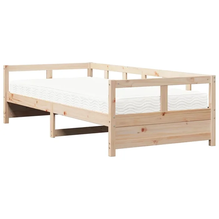 vidaXL Sofá cama con colchón madera maciza de pino 80×200 cm