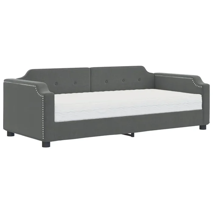vidaXL Sofá cama con colchón tela gris oscuro 100×200 cm (4)
