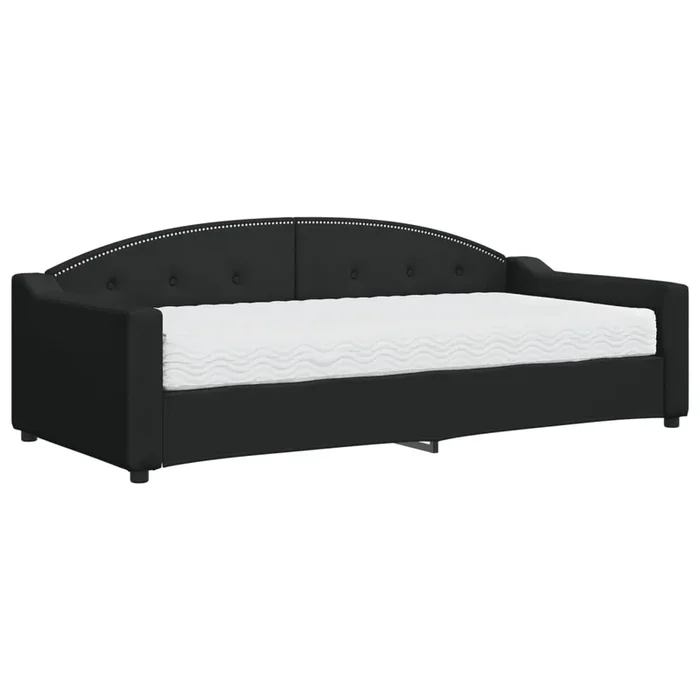 vidaXL Sofá cama con colchón tela negro 90×200 cm (4)