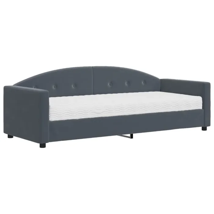 vidaXL Sofá cama con colchón terciopelo gris oscuro 80×200 cm (2)