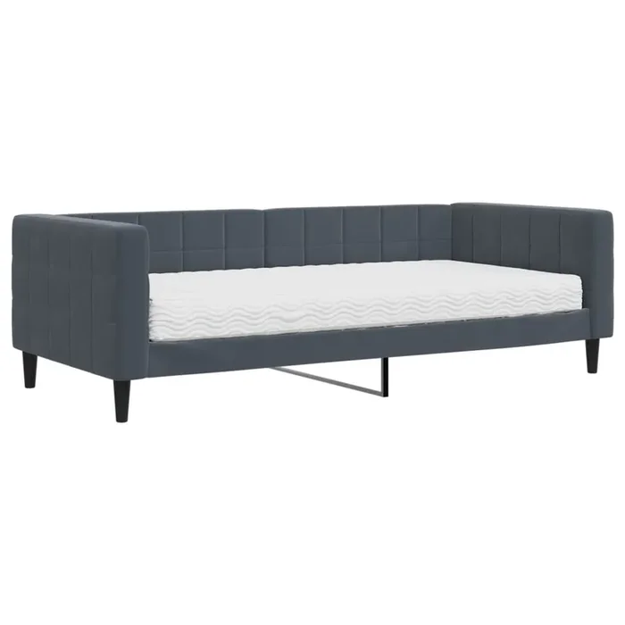 vidaXL Sofá cama con colchón terciopelo gris oscuro 90×200 cm (3)