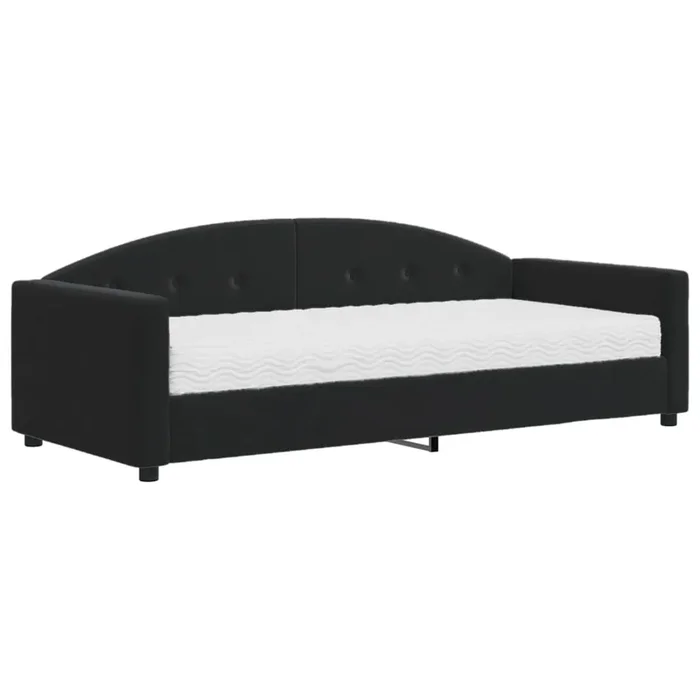 vidaXL Sofá cama con colchón terciopelo negro 90×190 cm (4)